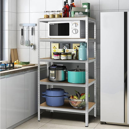 Tangkula 72" Storage Shelves, Heavy Duty Steel Frame 5-Tier Garage Shelf, Metal Multi-Use Storage Shelving Unit for Home/Office/Dormitory/Garage (1, Silver)