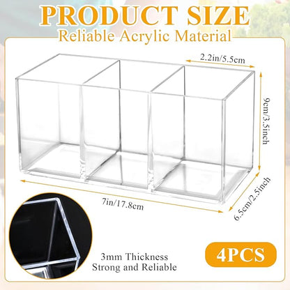 4Pack Acrylic Cutlery Storage Organizer, Transparent Plastic Silverware Utensil Holder Cutlery Spoon and Fork Holder Caddy for Party Kitchen Countertop Organization Knife Tableware