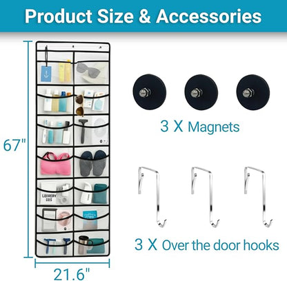 Magnetic Cruise Organizer, 14 Large Durable Pockets Over The Door Organizer For Cruise Ships, Magnetic & Hanging Cruise Organizer, Cruise Essentials 2026 （ 67" x 21.6"）