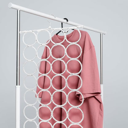 Super Z Outlet Foldable 28 Ring Hole Slots Space Saving Clothing Closet Hanger Scarf, Ties, Belts, Socks Organizer for Home Bedroom, Bathroom, Living Room (White)