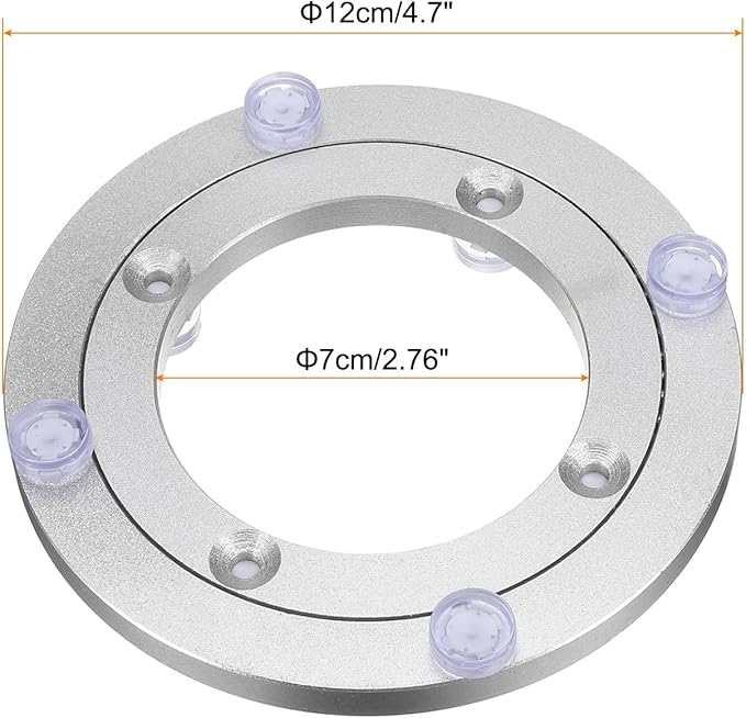 uxcell Lazy Susan Turntable Bearing, 5 Inch Rotating Bearing Turntable Base for Kitchen Dining Table, Silver Tone