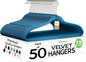 Techzoo Premium Velvet Hangers 50 Pack Ultra Thin Non Slip Adult Felt Space Saving Slim Suit Hanger for Closet Heavy Duty Coat Pants Jackets Dress Hangers 360° Swivel Hook Hold Upto 10 lbs Blue