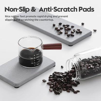Razborci 3PCS Bathroom Sink Vanity Trays, Quick Stone Drying Mat Dish Soap Dispenser Sponge Holder for Kitchen Counter, Diatomaceous Earth Water Absorbing Caddy Organizer, Light Grey