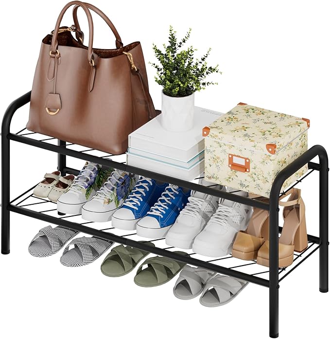 viewcare Shoe Rack for Closet, 2-Tier Long Shoe Rack for Entryway & Garage, Sturdy Metal Construction, Shoe Organizer Holds 6-10 Pairs
