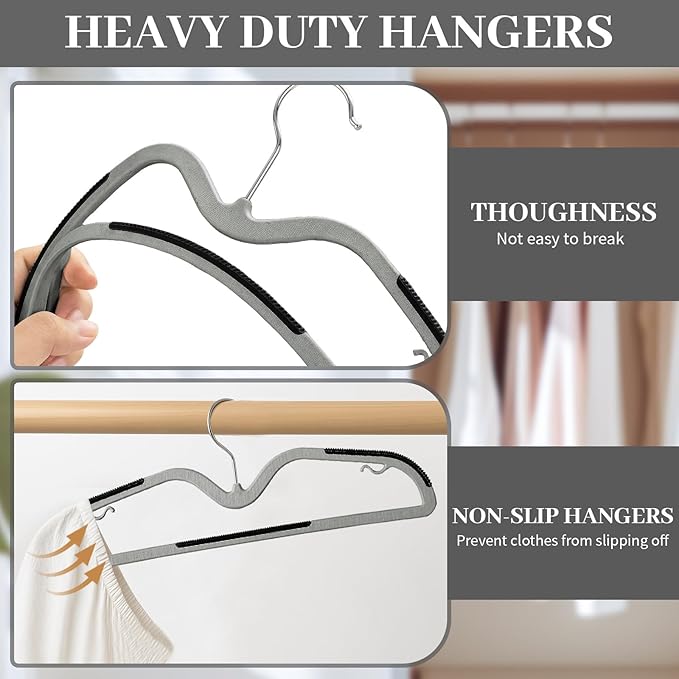 LemonRoad 36 Pack Short Neck Hangers, Upgraded Non-Slip Plastic Hangers Lifts Clothes 3" Higher, Space Saving 360 Swivel Hook for Closet Organizer, Shirts Jackets Dresses, Smooth (Black Gray)