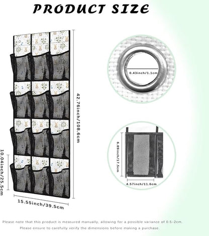 12 Large Mesh Pockets Easter Bunny Flower Over the Door Shoe Organizer Sturdy Oxford Fabric Shoe Rack for Door Shoe Hanger