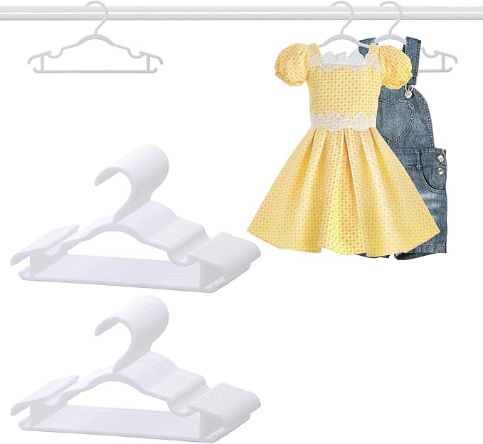 Baby Hangers 60 Pack 11.97 Inch Kids Clothes Hangers Plastic Infant Hangers for Closet Children & Teenager Clothing Pants Coats Skirts (White)