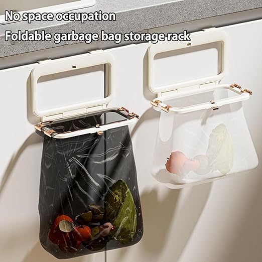 Foldable Garbage Bag Holder for Space Saving Easy Installation On Cabinet Door Wall Or Bathroom Door Multi Purpose Use