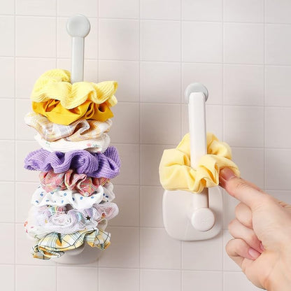 Cunhill Adhesive Scrunchie Holder DIY Hair Accessories Organizer Wall Hooks Waterproof Scrunchy Storage Stick Scrunchies Holder Organizer Headband Hairband Hair Ties Holder (Stretchable Style, Beige)