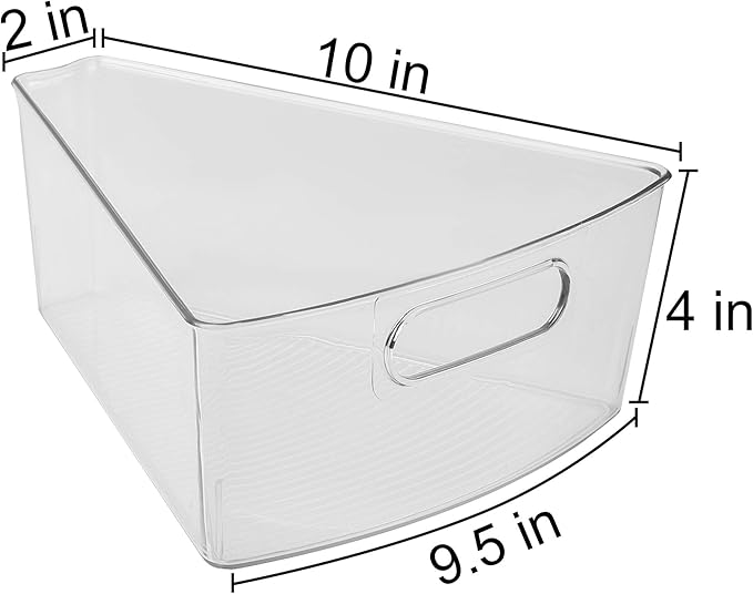 Sorbus Wedge Storage Bin Organizer Lazy Susan organizer with Front Handle for Corner Cabinet, Great Sector Shaped Container Bins for Kitchen, Pantry, Bathroom, Clear Plastic (4-Pack)