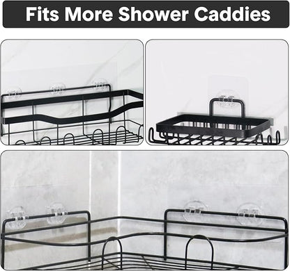 8 Pack Shower Caddy Adhesive Replacement, Strong Adhesive Double Hooks for Shower Shelf, Waterproof Adhesive Hooks, No Drilling, for Bathroom Shelves, Kitchen Racks and Soap Holder