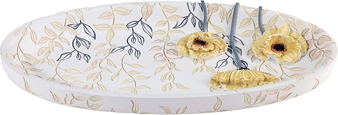 Avanti Linens - Vanity Tray, 100% Hand-Painted Resin Bathroom Accessories, Floral Home Decor (Marielle)