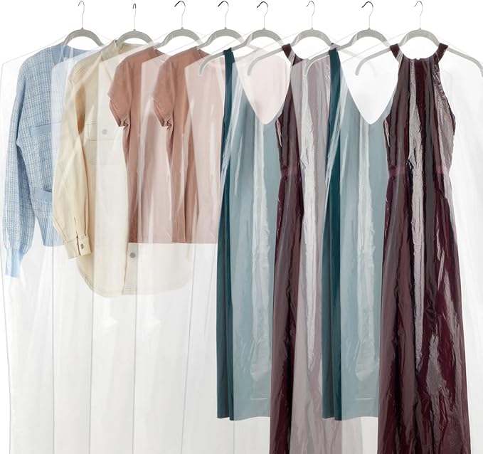 Juvale Clear Plastic Garment Bag - Dress Bags for Gowns & Dry Cleaner Covers - Hanging Clothes Organizer & Clothes Storage - 21 x 72 in, Pack of 50