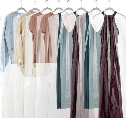 Juvale Clear Plastic Garment Bag - Dress Bags for Gowns & Dry Cleaner Covers - Hanging Clothes Organizer & Clothes Storage - 21 x 72 in, Pack of 50