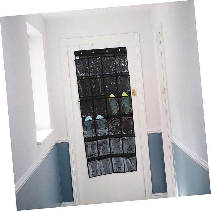 OUNONA Hanging Shoe Storage Bag Over Door Organizer Multipurpose Transparent Mesh Pocket for Dorm Home Office Item Storage