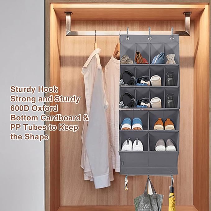 Yosoo Health Gear Pockets Over The Door Shoe Hanging for Closet, Premium Clear Rack Space Saving Storage Holder, Closet Hanger, Hangs on Closets Shoes, Accessories Door, Shoes Organizers Holder