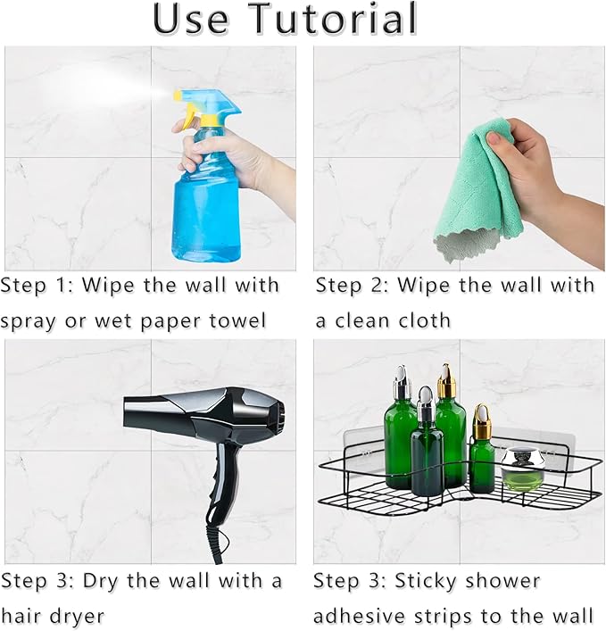 4 Pack Shower Caddy Adhesive for Replacement, Strong Transparent Adhesive for Shower Caddy Sticky Pads, No Drilling for Corner Shelf Basket, Bathroom Storage Shelves, Kitchen Racks and Soap Holder