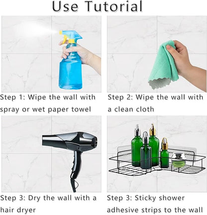 2 Pack Shower Caddy Adhesive for Replacement, Strong Transparent Adhesive for Shower Caddy Sticky Pads, No Drilling for Corner Shelf Basket, Bathroom Storage Shelves, Kitchen Racks and Soap Holder