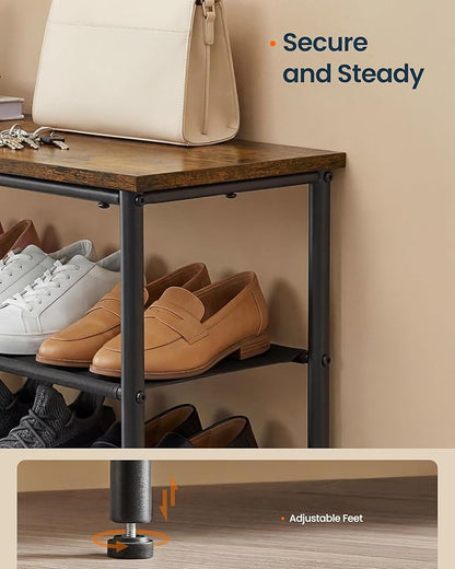 SONGMICS HOME 5-Tier Shoe Rack, Free Standing Shoe Storage Organizer, 12 x 29.7 x 36 Inches, Metal Frame with Top Surface for Closet Entryway, Rustic Brown and Black