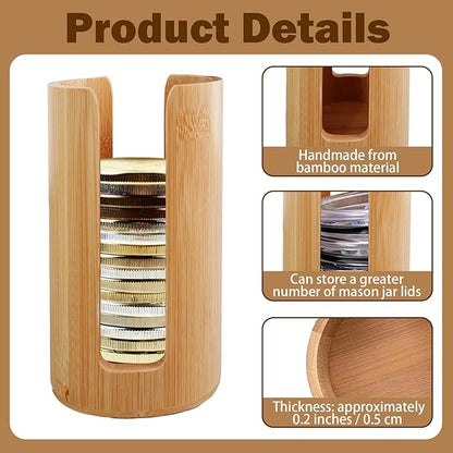 3 Pcs Mason Jar Lid Organizer Regular Mouth Bamboo Vertical Organization Tumbler Lids Storage Holder Mason Jar Accessories for Home Kitchen