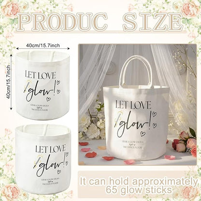 Yungyan Wedding Baskets with Handles 16 inch Large Storage Basket for Wedding Glow Sticks Slippers Flip-flops Umbrella Blankets Gift Container for Ceremony Ivory White (Let Love Glow)