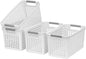Soddeph Slim Plastic Storage Basket with Handles, Narrow Organizer box for Shelves, Organizer box for Organizing, Kitchen,Home,Office (White, Medium)