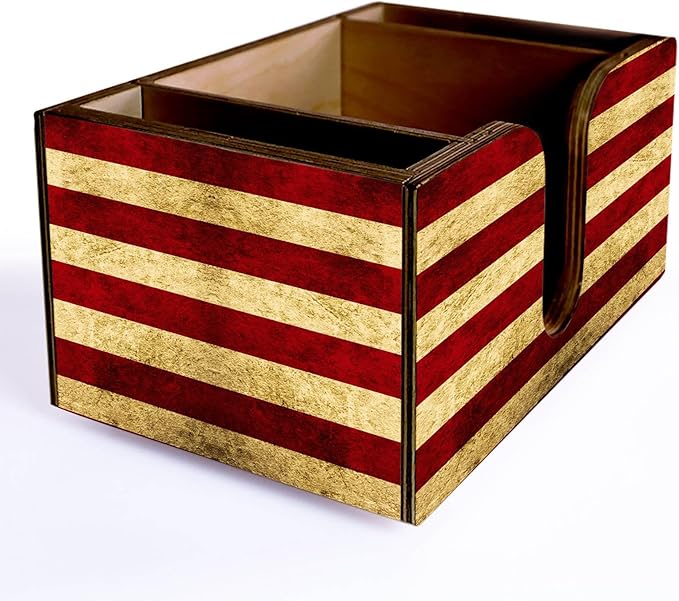 Wooden Utensil Holder Napkin Bar Caddy Parent (American Flag)