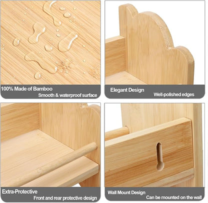 3 Tier Bamboo Spice Rack, Spice Rack Organizer, Seasoning Jars Rack Shelf Spice Organizer for Kitchen Counter or Wall Mounting, Spice Storage Holder with handles, Jars Not Included,Natural