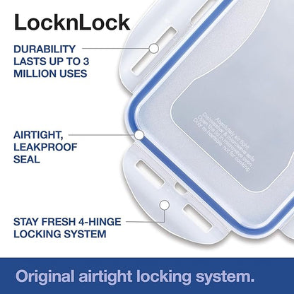LOCK & LOCK Easy Essentials Food Storage lids/Airtight containers, BPA Free, 54 Ounce, Clear