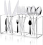 Acrylic Cutlery Storage Organizer Bin Clear Acrylic Silverware Caddy Utensil Holder 3 Compartment Cutlery Caddy Plastic Tableware Silverware Holder for Countertop Kitchen Party Buffet Picnic