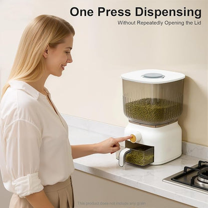 Rice Dispenser, 6kg/13.23 lbs Large Grain Storage Container Sealed Moisture Proof with Cup, Time Scale, Top Box, Kitchen Pantry Household Cereal Dispenser Bucket for Rice Beans Grains Dry Food