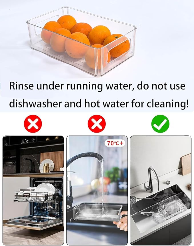 Refrigerator Organizer Bins 3 Pack Stackable Fridge Organizers with Handles Clear Freezer Storage Containers for Pantry, Cabinets,Shelves, Drawer – BPA-Free Plastic Kitchen Organizers