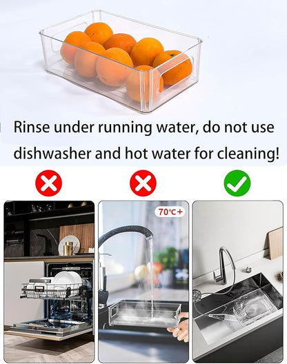 Refrigerator Organizer Bins 3 Pack Stackable Fridge Organizers with Handles Clear Freezer Storage Containers for Pantry, Cabinets,Shelves, Drawer – BPA-Free Plastic Kitchen Organizers