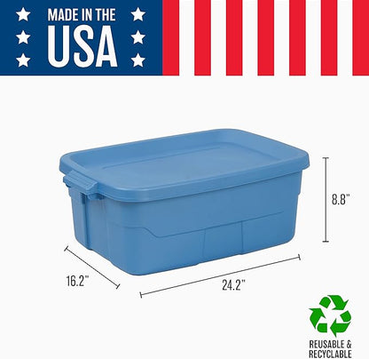 CX Rugged Tote 10-Gallon Heavy Duty Storage Bins with Lids, Stackable Plastic Storage Bins with Weather-Resistant Design, Home Organization, 4 Pack (8.8H x 24.2W x 16.2D)
