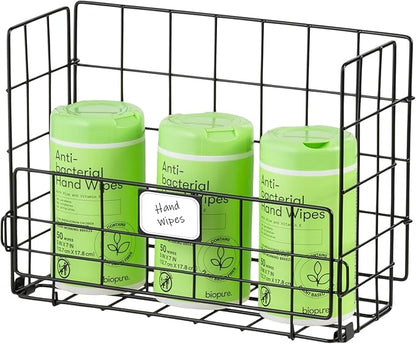 IRIS USA Over The Door Organizer 3-Pack with Metal Wire Baskets + 10-Pack Clear Flip Top Storage Bins, Stackable Containers with Lids for Pantry, Bathroom, Closet, Home & Kitchen