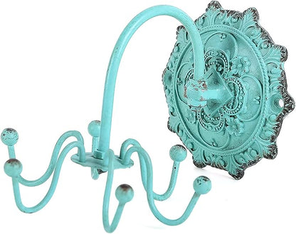 NIKKY HOME Wall Mounted Hooks Jewelry Organizer Rustic Hanging Vintage Decorative Shabby Chic Jewelry Storage Display Hanger for Necklace, Earrings, Rings, Belt, Hat, Gift for Women Girl Lady, Green