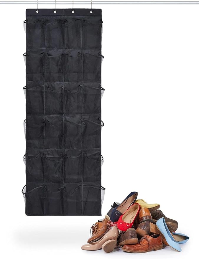 for Bilpa Shoe Organizer, Over The Door Hanging Closet Rack, 24 Large Mesh Pockets