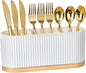 HouseJoy Countertop Silverware Holder, Silverware Caddy Organizer Holder for Forks, Spoons, Knives, Cutlery Caddy with 3 Compartments, Kitchen Utensil Holder for Party, Countertop