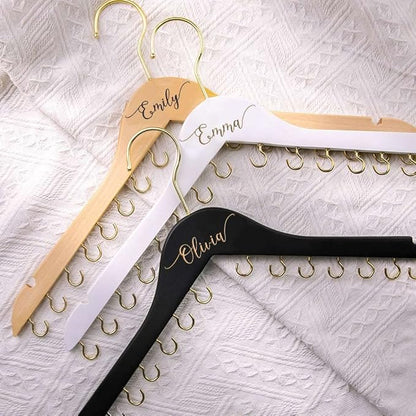 NICEDREAM Custom Name Necklace Holder Jewelry Hanger Bracelet Holder with 16 Hooks Personalized Name Necklace Organizer Wooden Hanging Jewelry Holder Gift for Her Women Girls Mom (Black)