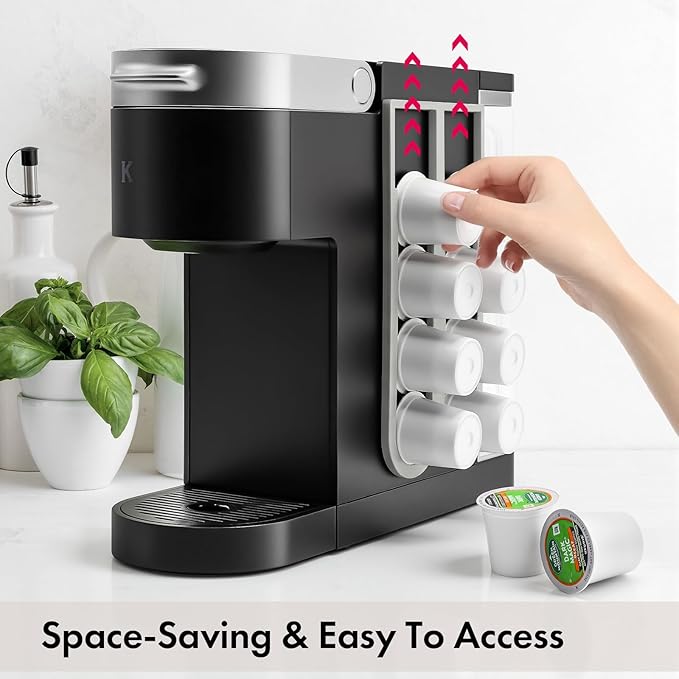 2Pcs Light Grey Coffee Pod Holder for Keurig K-Cup, Side Mount Storage Organizer, Wall Mount Design, Space Saving K cup holder, Perfect for Counters Small Space(2 Packs/for 16 K Cups)