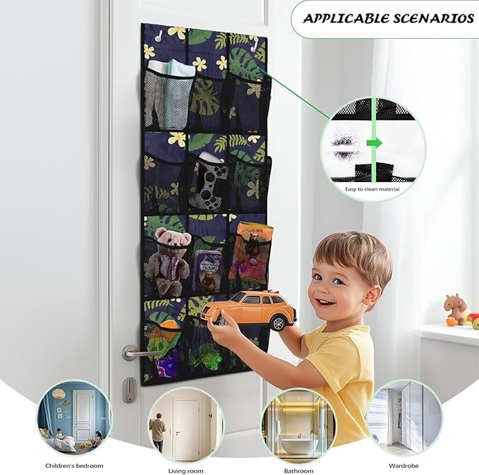 Monstera Over the Door Shoe Organizer 12 Large Mesh Pockets Sturdy Oxford Fabric Shoe Rack for Door Hanging Shoe Organizer