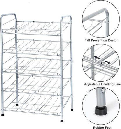 MOOACE Can Rack Organizer, 5 Tier Can Storage Dispenser Holds up to 60 Cans, Can Organizer, Great for The Pantry Shelf, Kitchen Cabinet or Counter-top, Cabinet, Canned Food Organizer, Silver