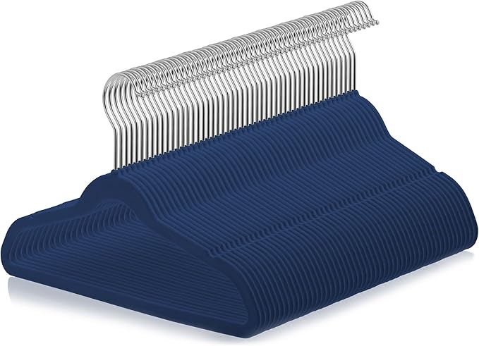 Casafield 50 Velvet Kid's Hangers - 14" Size for Children's Clothes - Royal Blue