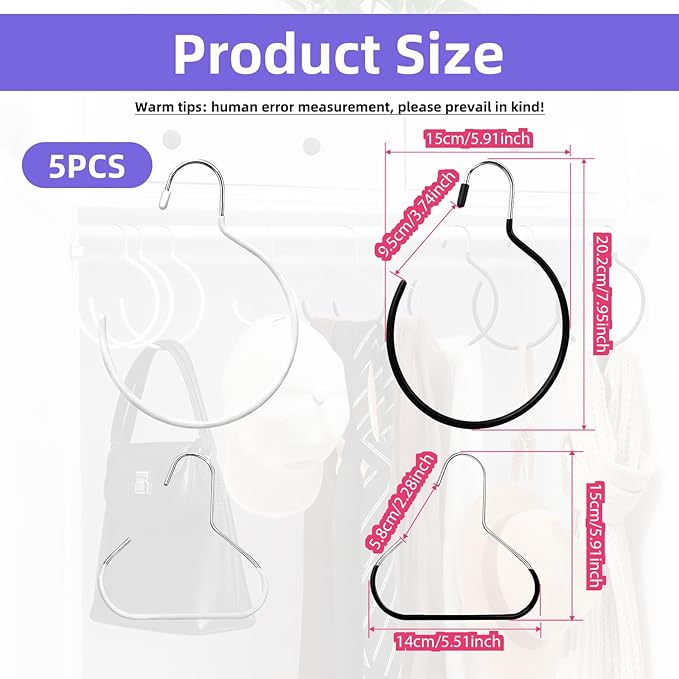 20 Pcs Scarf Ring Hangers (Black and white) Anti-Slip Wardrobe Storage Accessories for Ties Hat Hooks Scarves Belts Tank Tops