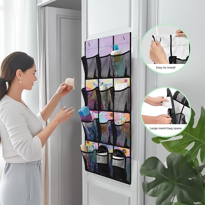 Dragonfly Floral Back of Door Shoe Organizer Collapsible Hanging Shoe Rack for Closet Portable Over Door Storage for Apartment Bathrooms No Dril Hanging Storage Organizer