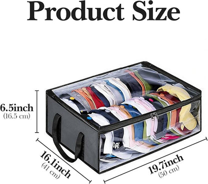 Hat Organizer for Baseball Caps, Non-Woven Wide Hat Storage Box with Handle, Large Hat Racks Holder for Bedroom Closet (Grey)