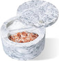 Salt Holder with Lid - Swivel Lid Marble Salt Cellar with Lid Two Compartments 6.3 Ounce Salt Containers for Countertop, White