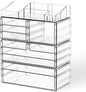 Yieach Acrylic Make up Organizers for Counter,Desk and Vanity,4 Pack Stackable Bathroom Counter Organizer with Drawers,Large Clear Makeup Organizers and Storage for Skincare,Cosmetic,Beauty Products