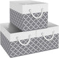 Fab totes Storage Bins 3-Pack, Foldable Storage Baskets for Organizing Toys, Books, Shelves, Closet, Large Storage Box with Rope Handles, Sturdy Organizer Bins,Clover Grey