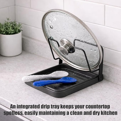 Pot Lid Holder, Carbon Steel Lid Holder Hand Free Slow Cooker Organizer for Bracket Keeping Countertops Kitchen Clean